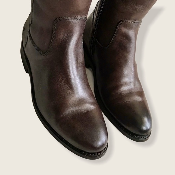 $399 Frye Jayden Button KneeHigh Brown Leather Equestrian Riding Cottoncore Boot - Picture 10 of 16